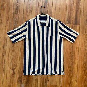 Ami Blue Striped Short Sleeve Button Down, Ami Alexandre Matussi, Sz L